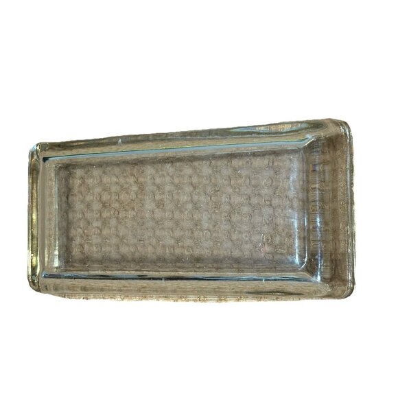 vintage heavy clear glass Rectangular trinket dish with a gold rim - Picture 2 of 4